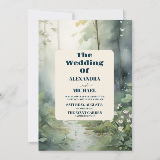 Mountain Forest Elegante Rustieke Bruiloft Kaart (Voorkant)