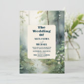 Mountain Forest Elegante Rustieke Bruiloft Kaart (Staand voorkant)