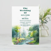 Mountain Forest Elegante Rustieke Bruiloft Kaart (Staand voorkant)