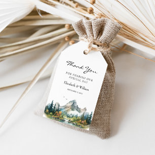 Mountain Forest Evergreen Tree Wedding Favoriet Cadeaulabel
