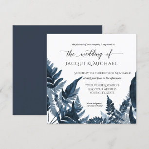 Mountain Forest Greenery Fern Delfts Blauw Huwelij Kaart