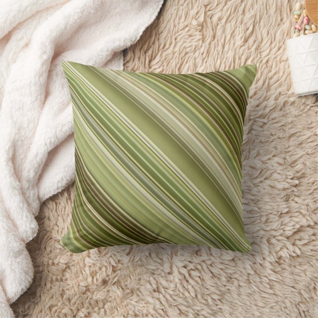 Mountain Forest Groene en bruine streep en plaid Kussen (Deken)