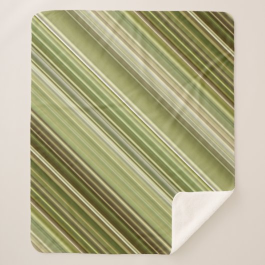 Mountain Forest Groene en bruine streep Sherpa Deken (Voorkant)