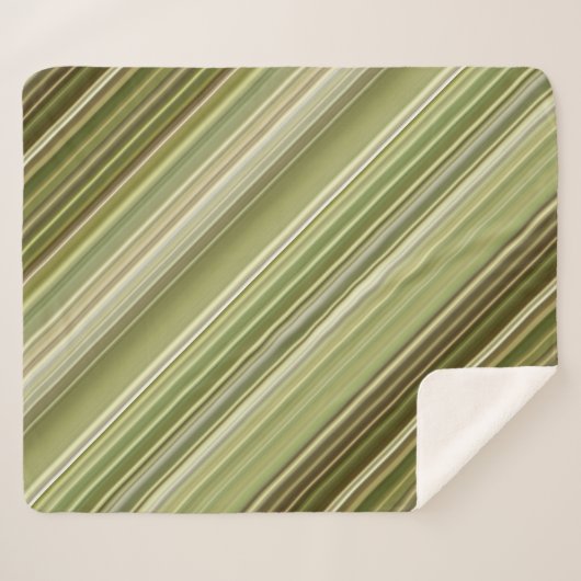 Mountain Forest Groene en bruine streep Sherpa Deken (Voorkant (horizontaal))