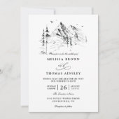 Mountain forest hand drawn sketch qr code wedding kaart (Voorkant)