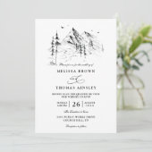 Mountain forest hand drawn sketch qr code wedding kaart (Staand voorkant)
