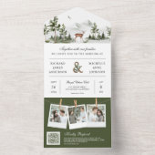 Mountain Forest Herten QR Code Fotocollage Bruilof All In One Uitnodiging (Binnen)
