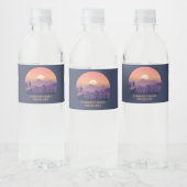Mountain Forest Hiker's Sunset Waterfles Etiket (Flessen)