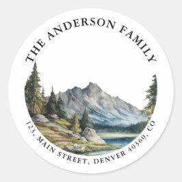 Mountain forest lakside retour adres label