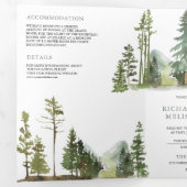 Mountain Forest Lodge Blokhut QR Code Trouwen Drieluik Uitnodiging (Binnenzijde eerst)