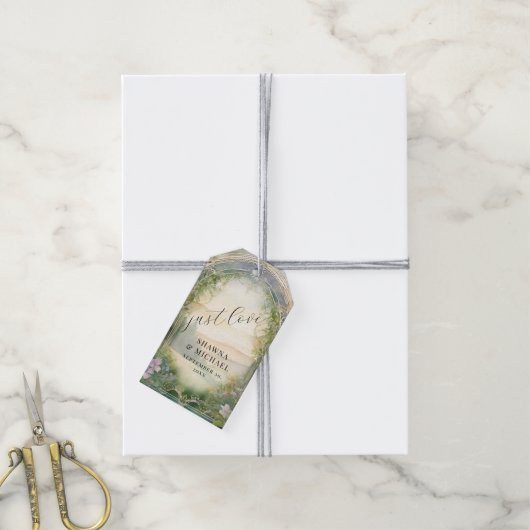 Mountain Forest Meadow Wildflower Elegante bruilof Cadeaulabel (Met Touw)