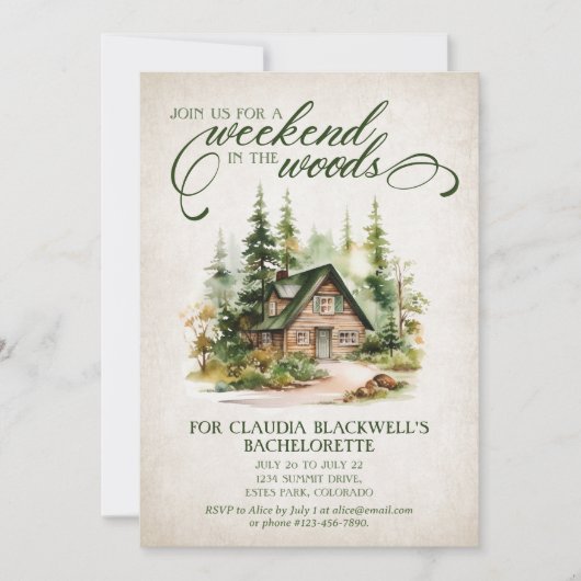 Mountain Forest Meisjesuitstap Weekend Itinerarium Kaart (Voorkant)