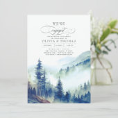 Mountain Forest Mist Avondverlovingsfeest Foto Kaart (Staand voorkant)