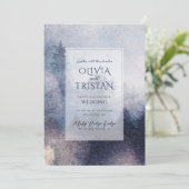 Mountain Forest Mist betoverde bruiloft Kaart (Staand voorkant)