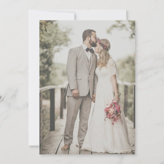 Mountain Forest Mist betoverde bruiloft Kaart (Achterkant)