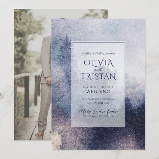 Mountain Forest Mist betoverde bruiloft Kaart (Voorkant / Achterkant)