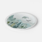 Mountain Forest Mist Evergreens Moon Hawk Papieren Bordje (Gekanteld)