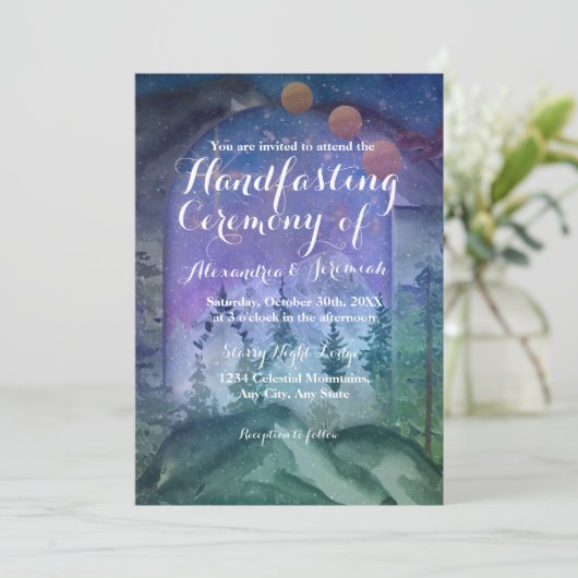 Mountain Forest Paradise Handfasting Uitnodiging (Staand voorkant)