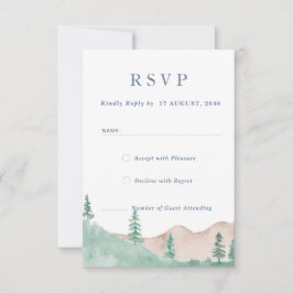 Mountain Forest Range Wedding RSVP Response Kaart