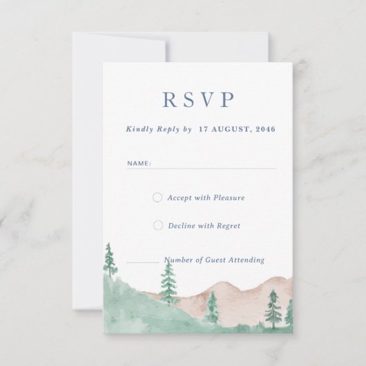 Mountain Forest Range Wedding RSVP Response Kaart (Voorkant)