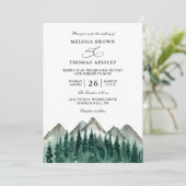 Mountain Forest Rustic Budget QR Code Wedding Kaart (Staand voorkant)