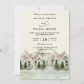 Mountain Forest Rustic Budget QR Code Wedding Kaart (Voorkant)