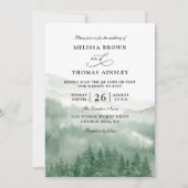 Mountain Forest Rustic Tree Budget QR Code Wedding Kaart (Voorkant)