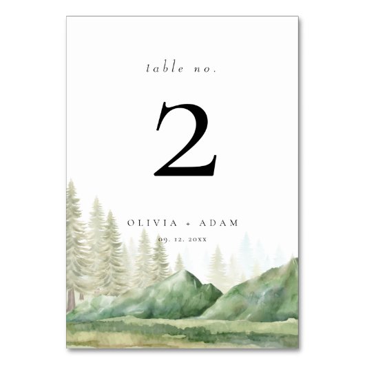 Mountain Forest rustieke bruiloft nummer tafel Kaa Kaart (Voorkant)