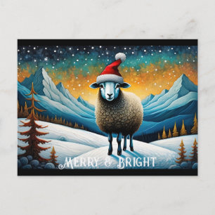 Mountain Forest Schattige Baby Schaap Kerstvakanti Briefkaart