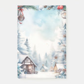 Mountain Forest Sneeuwrijke blokhutten Kerstmis Post-it® Notes (Voorkant)
