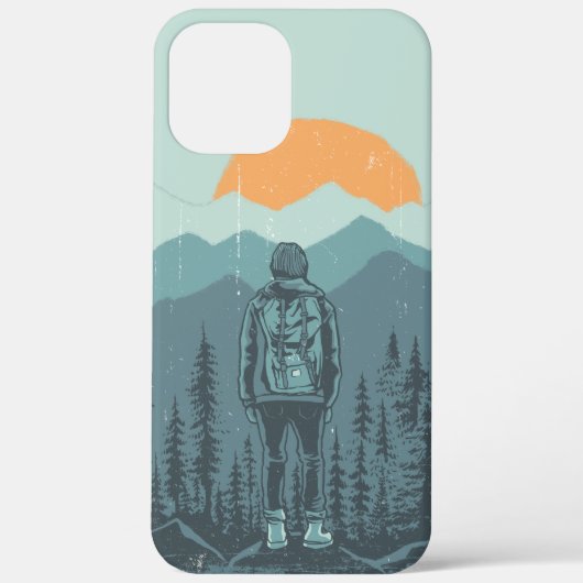 Mountain Forest Sunset-rugzak Hiker Woman Case-Mate iPhone Case (Achterkant)