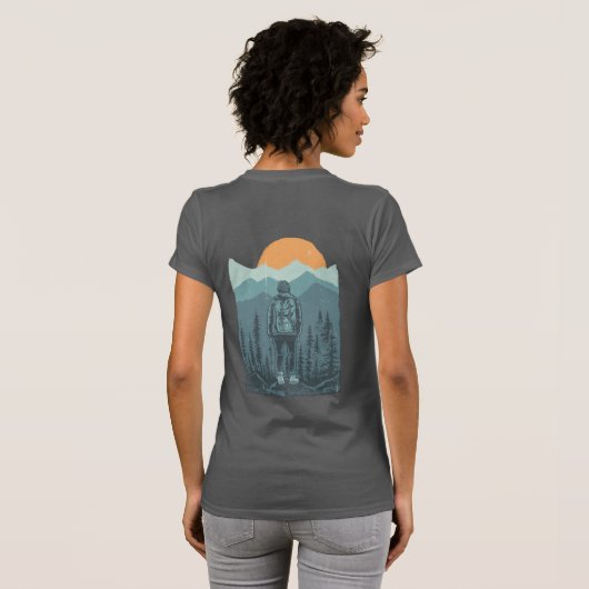Mountain Forest Sunset-rugzak Hiker Woman T-shirt (Achterkant volledig)