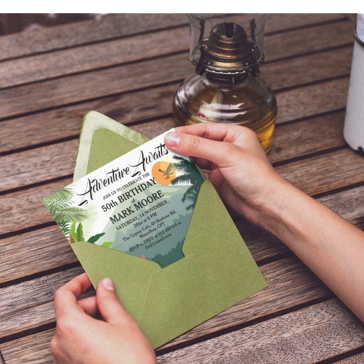 Mountain & Forest Sunset Uitnodiging voor verjaard