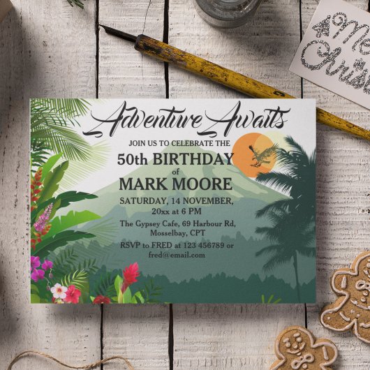 Mountain & Forest Sunset Uitnodiging voor verjaard Briefkaart