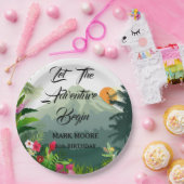 Mountain & Forest Sunset Uitnodiging voor verjaard Papieren Bordje (Feest)