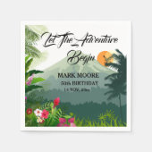 Mountain & Forest Sunset Uitnodiging voor verjaard Servet (Voorkant)