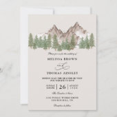 Mountain Forest Tree Rustic Budget QR Code Wedding Kaart (Voorkant)