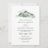 Mountain Forest Trees Pine Rustic QR Code Wedding Kaart (Voorkant)