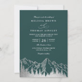 Mountain Forest Trees Pine Rustic QR Code Wedding Kaart (Voorkant)