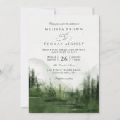 Mountain Forest Trees Rustic QR Code Wedding Kaart (Voorkant)