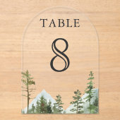 Mountain Forest Trees Wedding Acrylic Table Number Acryl Uitnodigingen (Voorkant)