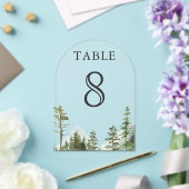 Mountain Forest Trees Wedding Acrylic Table Number Acryl Uitnodigingen (Insitu (Huwelijk))