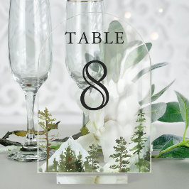Mountain Forest Trees Wedding Acrylic Table Number Acryl Uitnodigingen