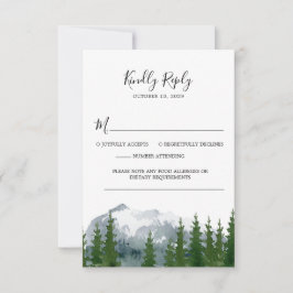 Mountain Forest Waterverf Bruiloft RSVP QR Code