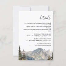 Mountain forest Wedding Details kaart