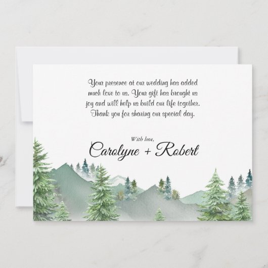 Mountain Forest Wedding Hartelijk dank Bedankkaart (Achterkant)