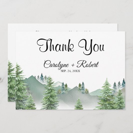 Mountain Forest Wedding Hartelijk dank Bedankkaart (Voorkant / Achterkant)