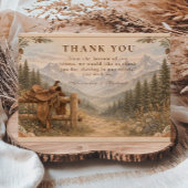 Mountain Forest Western Saddle Wedding Bedankkaart