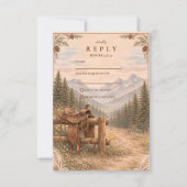 Mountain Forest Western Saddle Wedding RSVP Kaartje (Voorkant)