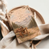 Mountain Forest Western Saddle Wedding Save The Date